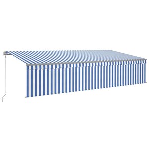 vidaXL Auvent automatique store capteur de vent LED 6x3 m Bleu blanc