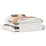 vidaXL Cadre de lit sans matelas avec tiroirs blanc 150x200 cm pin