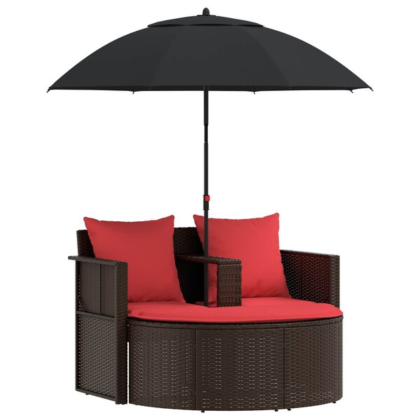 vidaXL Canapé de jardin Marron et rouge 168 x 168 x 180 cm polyrotin