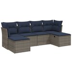 vidaXL Salon de jardin 6 Pièces avec coussins gris résine tressée