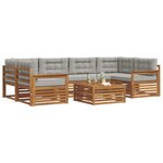 vidaXL Ensemble de canapés d'extérieur 7 Pièces Gris Naturel et Clair