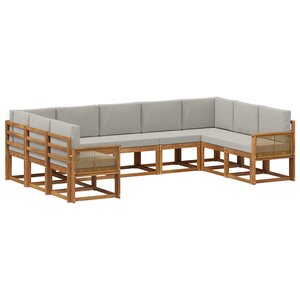 vidaXL Ensemble de canapés d'extérieur 9 Pièces Naturel et gris clair