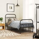 vidaXL Cadre de lit métal sans matelas avec pied de lit noir 80x200 cm