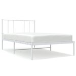 vidaXL Cadre de lit métal avec tête de lit blanc 107x203 cm