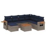 vidaXL Salon de jardin 8 Pièces avec coussins gris résine tressée