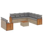 vidaXL Salon de jardin avec coussins 10 Pièces beige résine tressée