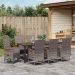 vidaXL Ensemble de salle à manger pour jardin 9 Pièces Gris Poly rotin