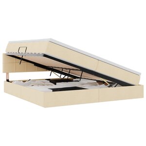 vidaXL Lit avec rangement et matelas avec matelas Crème 200 x 200 cm