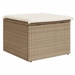 vidaXL Tabouret de jardin avec coussin beige 55x55x37cm résine tressée
