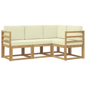 vidaXL Ensemble de canapés d'extérieur 4 pc Blanc et crème