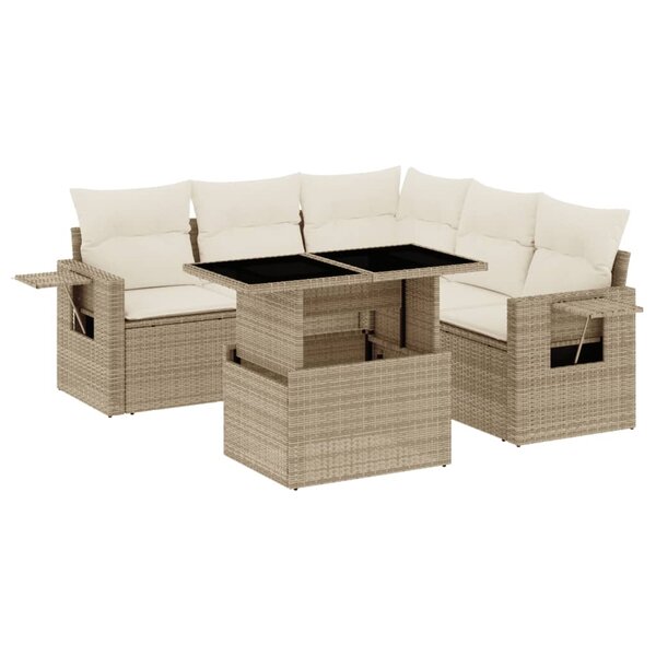 vidaXL Salon de jardin avec coussins 6 Pièces beige résine tressée