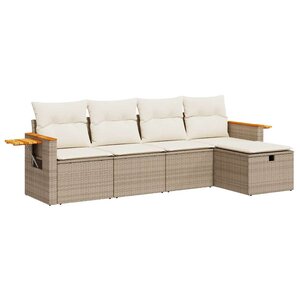 vidaXL Salon de jardin avec coussins 5 Pièces beige résine tressée