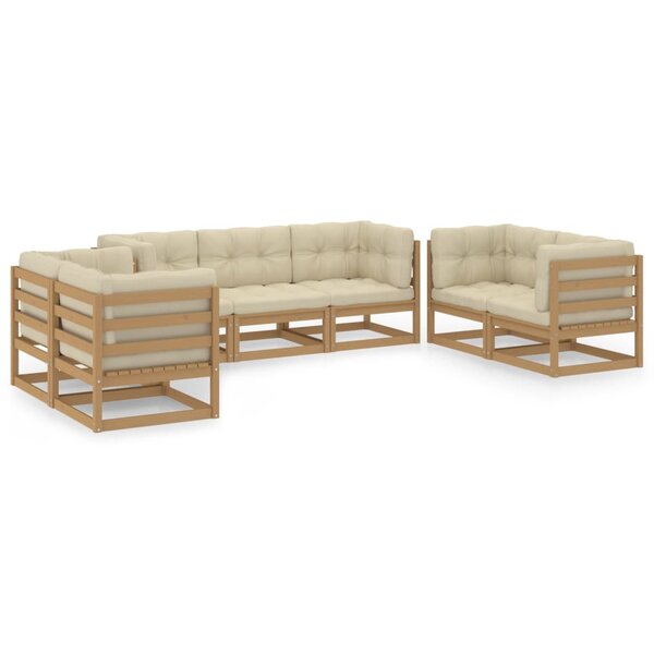 vidaXL Salon de jardin 7 Pièces avec coussins Bois de pin massif