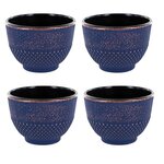 4 tasses en fonte bleu et bronze 0 15 L