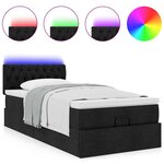 vidaXL Lit ottoman avec matelas et LED noir 80x200cm tissu