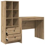 vidaXL Bureau avec rangement 2 Pièces chêne artisanal 90 x 50 x 76 cm