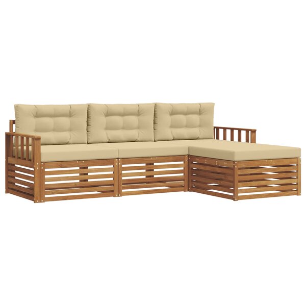vidaXL Ensemble de canapés d'extérieur avec coussin Naturel et Beige