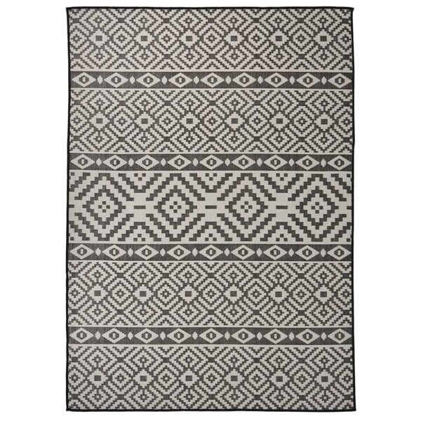 vidaXL Tapis à tissage plat d'extérieur 120x170 cm Rayures noires