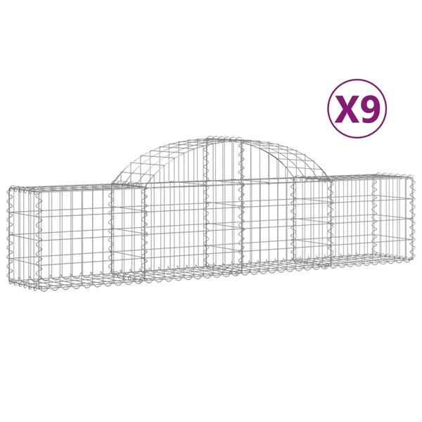 vidaXL Paniers à gabions arqués 9 Pièces 200x30x40/60 cm Fer galvanisé