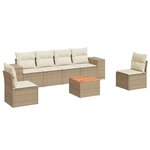 vidaXL Salon de jardin avec coussins 7 Pièces beige résine tressée