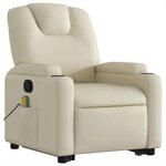 vidaXL Fauteuil inclinable de massage Crème Similicuir