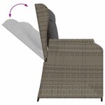 vidaXL Salon de jardin 3 Pièces avec coussins Gris Résine tressée