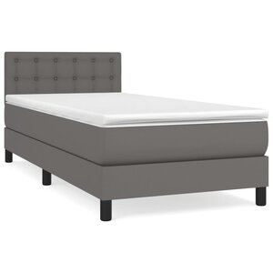 vidaXL Sommier à lattes de lit avec matelas Gris 100x200 cm Similicuir