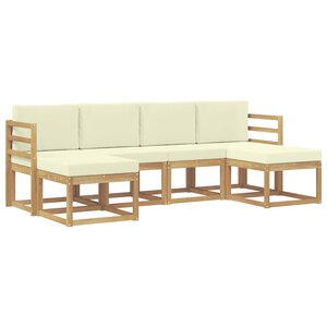 vidaXL Ensemble de canapés d'extérieur 6 pc Naturel et Crème Polyester