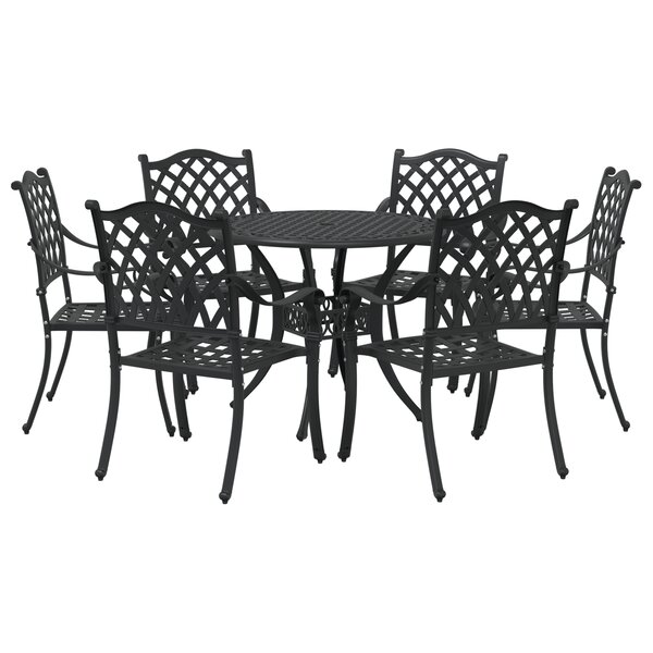 Ensemble de repas de jardin en alu noir de 7 pièces vidaXL