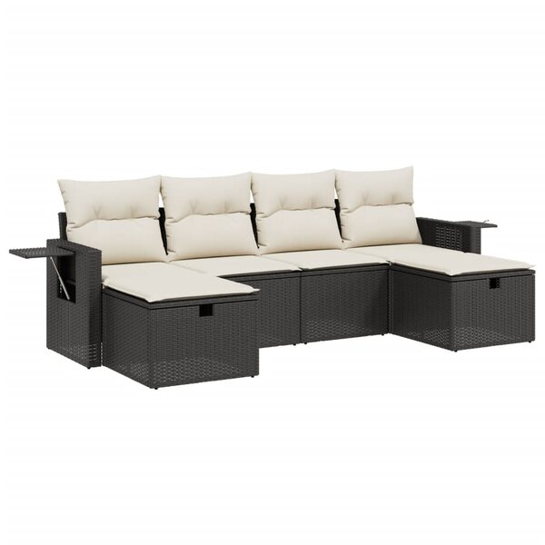 vidaXL Salon de jardin 6 Pièces avec coussins noir résine tressée