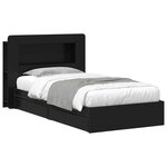 vidaXL Cadre de lit avec rangement Noir 90 x 190 cm Bois d'ingénierie