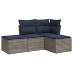 vidaXL Salon de jardin 4 Pièces avec coussins gris résine tressée