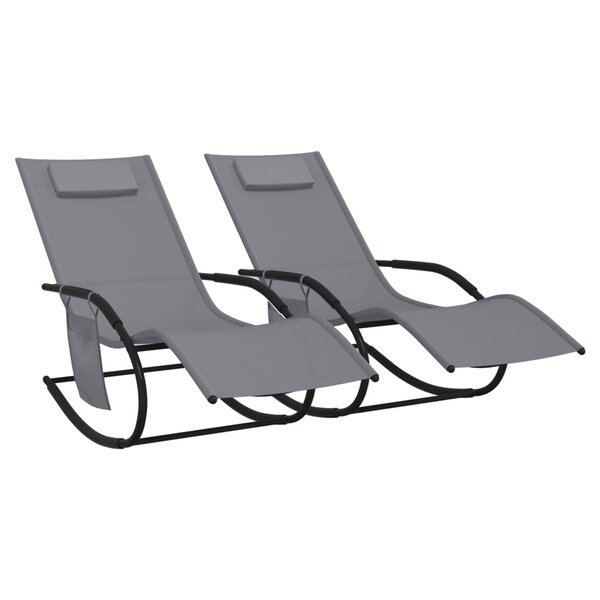 vidaXL Chaises longues à bascule 2 Pièces Gris Acier et textilène