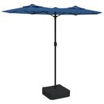 vidaXL Parasol de jardin à double tête avec LED bleu azuré 316x145 cm