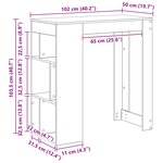 vidaXL Table de bar Chêne noir 102 x 50 x 103 5 cm Bois d'ingénierie
