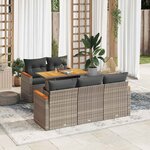 vidaXL Salon de jardin avec coussins 6 Pièces gris résine tressée acacia