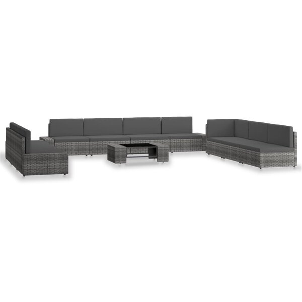 vidaXL Salon de jardin 10 Pièces Résine tressée Gris