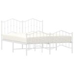 vidaXL Cadre de lit métal sans matelas et pied de lit blanc 135x190 cm