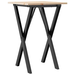 vidaXL Table à manger cadre en X 50x50x75 cm bois de pin massif acier