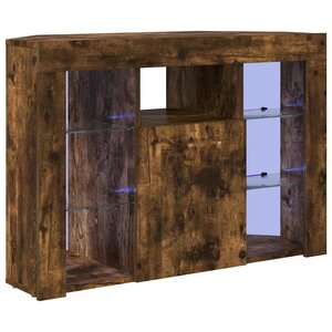 vidaXL Meuble TV LED d'Angle Chêne fumé 100x40x68cm Bois d'ingénierie