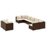 vidaXL Salon de jardin avec coussins 9 Pièces marron résine tressée