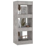 vidaXL Bibliothèque/séparateur de pièce gris béton bois d'ingénierie