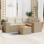 vidaXL Salon de jardin avec coussins 5 Pièces beige résine tressée