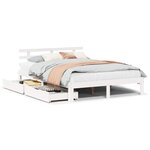vidaXL Cadre de lit avec tiroirs sans matelas blanc 135x190 cm