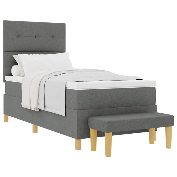 vidaXL Lit à ressorts avec matelas Gris foncé 80 x 200 cm tissu