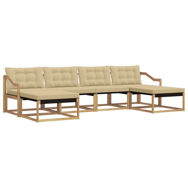 vidaXL Ensemble de canapés d'extérieur 6 Pièces Blanc et Beige