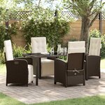 vidaXL Ensemble de salle à manger pour jardin 5 Pièces Marron polyrotin