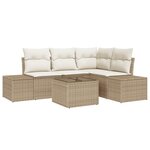 vidaXL Ensemble de Canapés de Jardin 5 Pièces avec Coussins Marron Rotin Poly