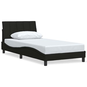 vidaXL Cadre de lit sans matelas Hanko noir 100x200 cm tissu