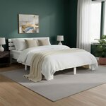 Lit en Bois 180x200 cm Blanc - Lit Double avec 2 Matelas - Massif
